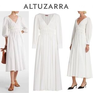 Altuzarra Kathleen Shirred Surplice Maxi Dress in White sz 44 US 12 1995$